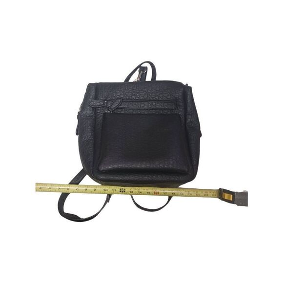 Urban expression black leather boxy backpack lots of pockets - Picture 2 of 7